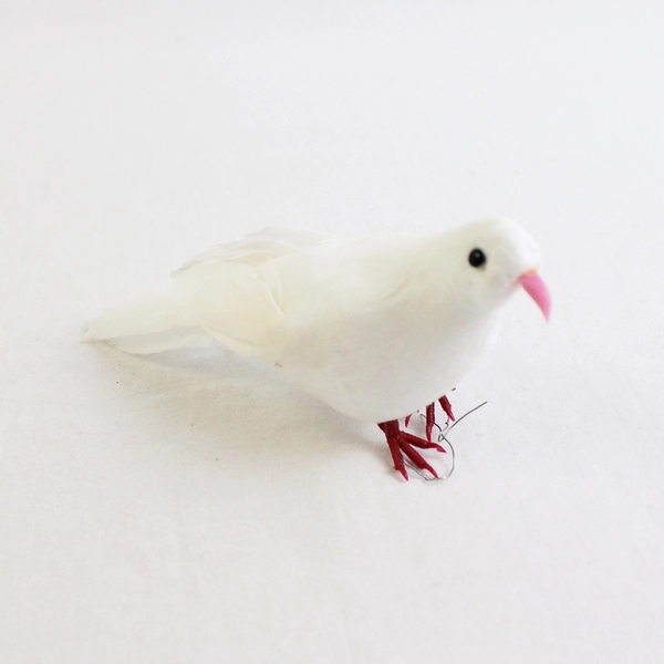 Lot of 3 Paper Mache White Dove Feathered Ornaments Lightweight, 5"x2" 