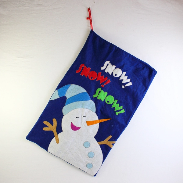 Large Snowman Felt Drawstring Gift Bag 18" x 28"
