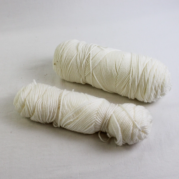 Lot of 2 Long Skeins of White Acrylic Yarn, 10.8 Inches Long