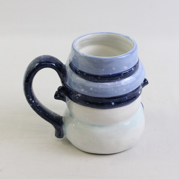 Home Blue/White Snowman Shaped Ceramic Mug W/ Handle 5.25" Tall