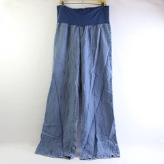 Just Living Blue Cotton Fold-Over Wide Leg Pants Women's Medium