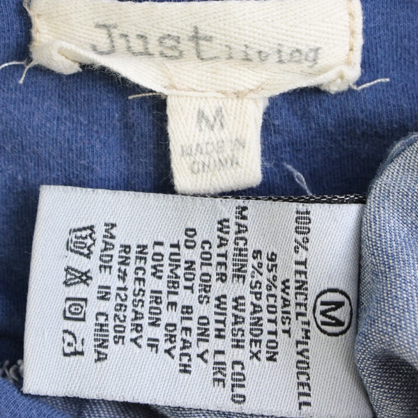 Just Living Blue Cotton Fold-Over Wide Leg Pants Women's Medium