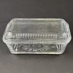 Kilner Refrigerator Clear Glass Ribbed Lid  Butter Dish Embossed Logo