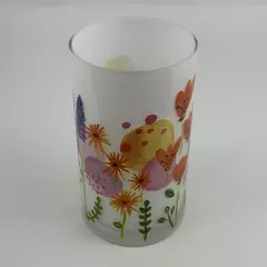 ProFlowers White Glass Cylinder Vase With A Floral Pattern