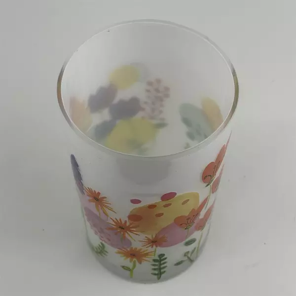 ProFlowers White Glass Cylinder Vase With A Floral Pattern