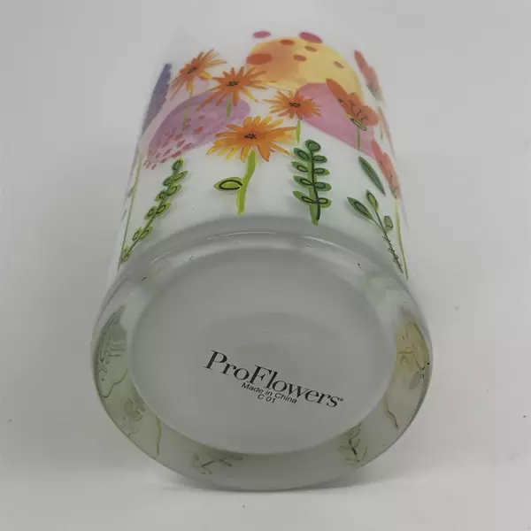 ProFlowers White Glass Cylinder Vase With A Floral Pattern