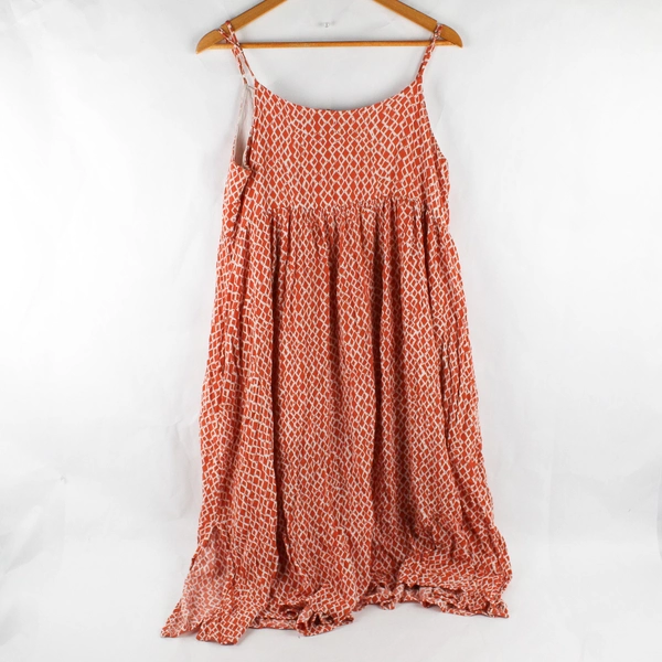 Shop Neighbor Women's M Orange and White Strappy Flowy Sun Dress