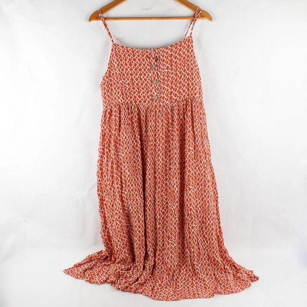 Shop Neighbor Women's M Orange and White Strappy Flowy Sun Dress