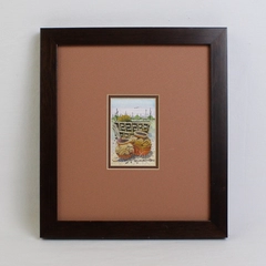 Michael Chiago Framed Small Watercolor Painting "Basket & Pottery" 2003