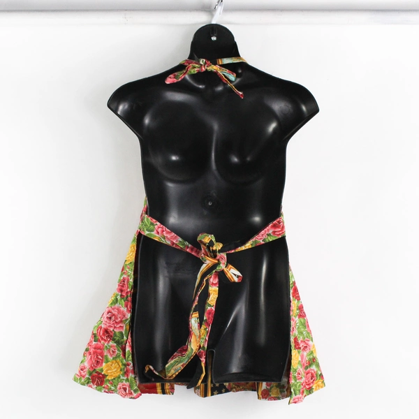Handmade Thick Adjust Double-Sided Apron with Florals and Lady Guadalupe Fabric