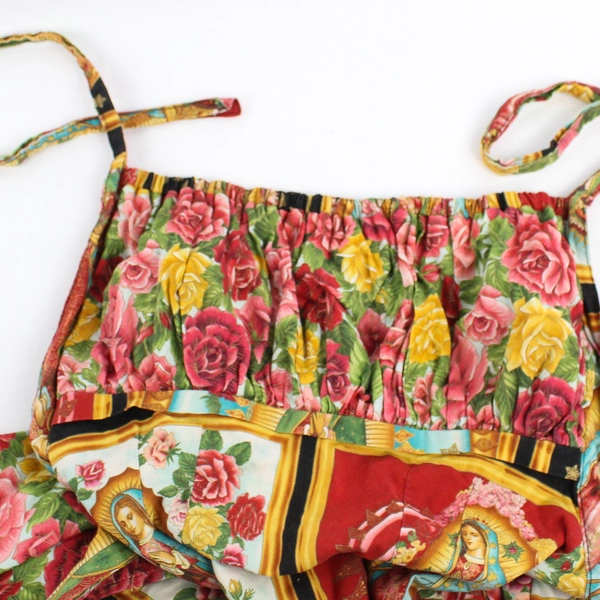 Handmade Thick Adjust Double-Sided Apron with Florals and Lady Guadalupe Fabric