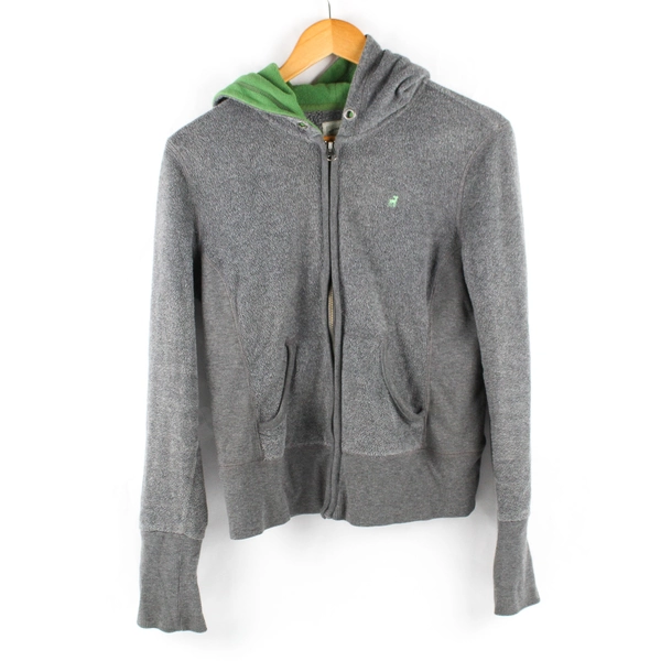 Old Navy Women's M Gray Fleece Long Sleeve Hooded Full Zip Jacket