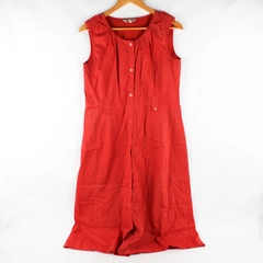 Old Navy Women's M Orange Button Down Midi-Length Sleeveless 100% Cotton Dress