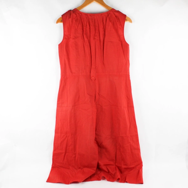 Old Navy Women's M Orange Button Down Midi-Length Sleeveless 100% Cotton Dress
