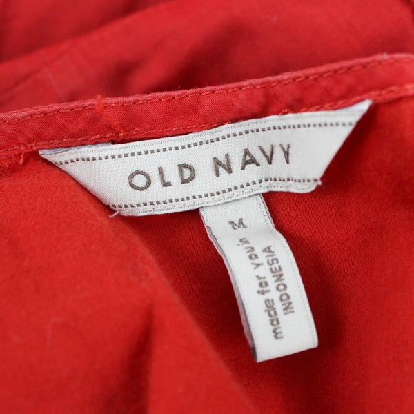 Old Navy Women's M Orange Button Down Midi-Length Sleeveless 100% Cotton Dress