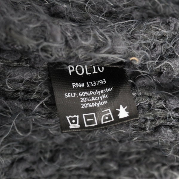 POL Women's L Gray Hooded Button Up Chunky Knit Cardigan Sweater