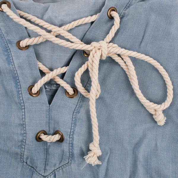 Jane + Delancey Women's M Light Blue Tunic Top with Roll Tab Sleeves