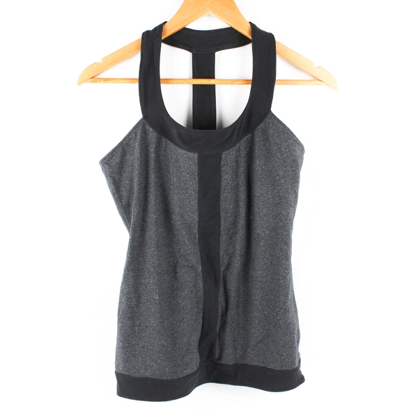 Zobha Women's 6 Black and Gray Racer Back Workout Tank w/Built in Bra