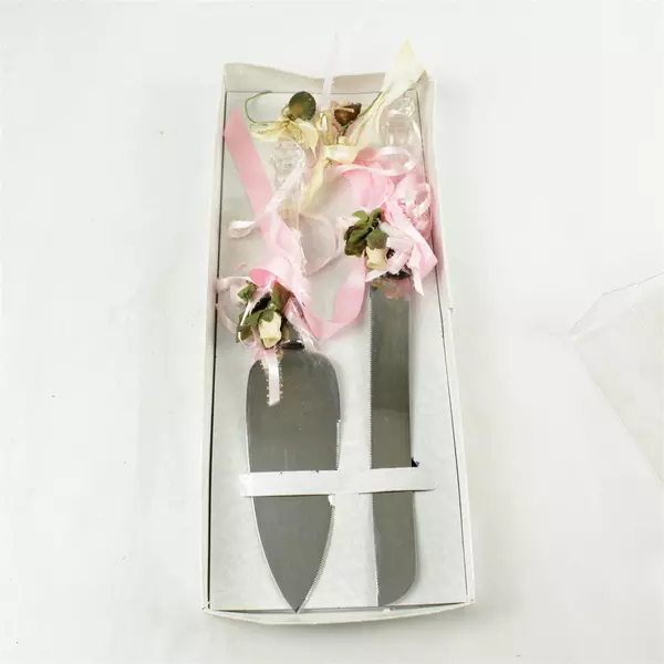 New Wedding Cake Knife & Server Set 13.75in Open Box Original Packaging