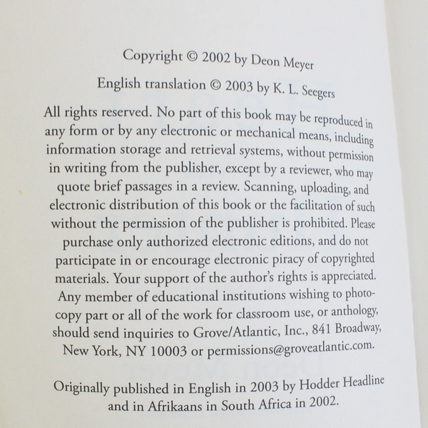 Heart of the Hunter by Deon Meyer 2003 Paperback Translated by K L Seegers