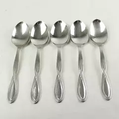 Set of 5 Oneida Axis Stainless Oval Soup Spoons 7.25in
