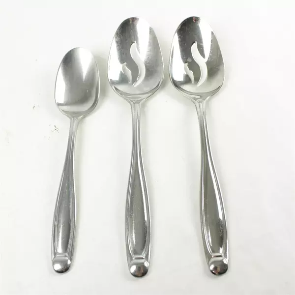 Set of 3 Oneida Alexandria Stainless Pierced Flatware 2 Tablespoons + Oval Spoon