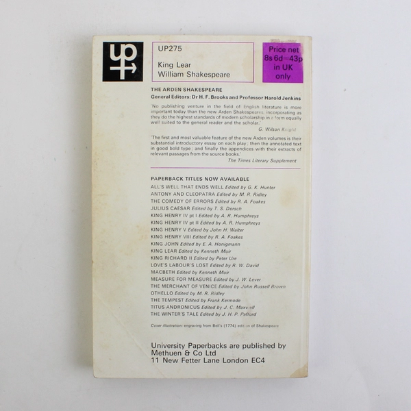 King Lear The Arden Edition of the Works of William Shakespeare 1969 Paperback