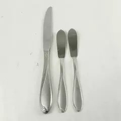 Oneida Satin Camber Stainless Set of 3 Flat Butter & Modern Hollow Knives