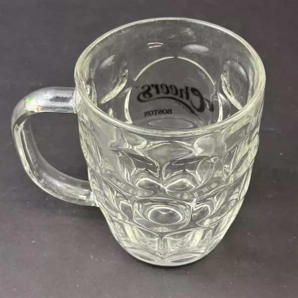 2001 Paramount Pictures Cheers Boston Clear Glass Dimpled Beer Mug