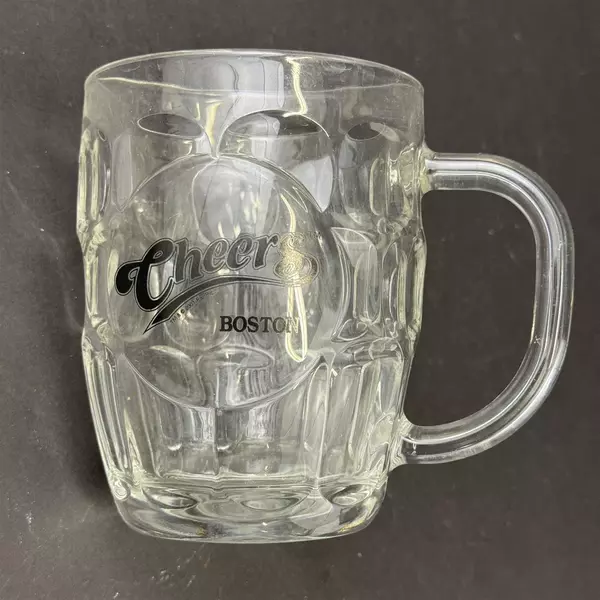 2001 Paramount Pictures Cheers Boston Clear Glass Dimpled Beer Mug