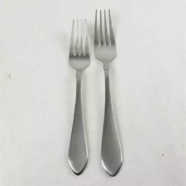 Lot of 2 Oneida Satin Vertex Stainless Forks - Salad & Dinner Flatware