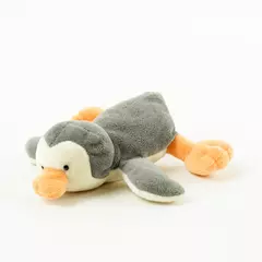 Gray Penguin Plush Toy Laying on Its Tummy Soft Stuffed Animal