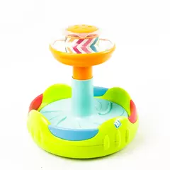 Vintage Blue Box Spinning Top Toy for Baby Toddler Plastic Collectible