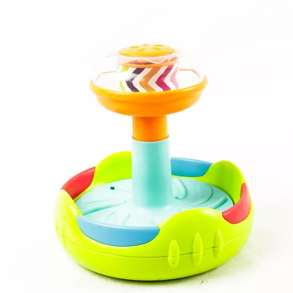 Vintage Blue Box Spinning Top Toy for Baby Toddler Plastic Collectible