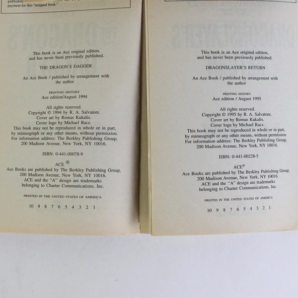 Lot of 3 R A Salvatore Novels Spearwielder's Tales 1993-1995 Paperback Good