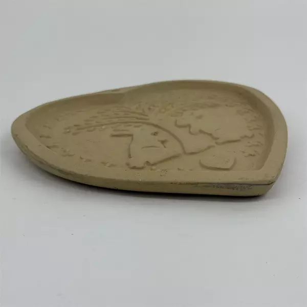 1989 Hill Design Brown Bag Cookie Art Stoneware Heart Mold W/ Rabbits Tree  