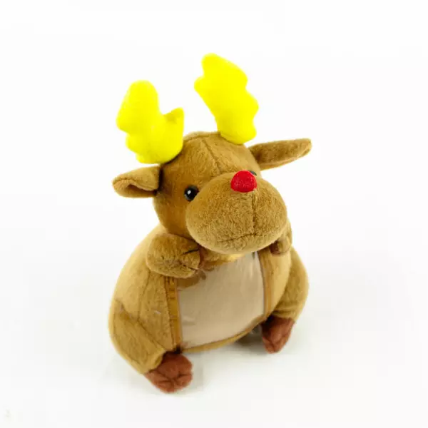 Rudolph Reindeer Plush with Tummy Photo Pocket Yellow Antlers 7in