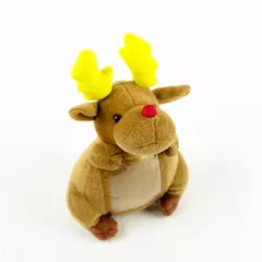 Rudolph Reindeer Plush with Tummy Photo Pocket Yellow Antlers 7in