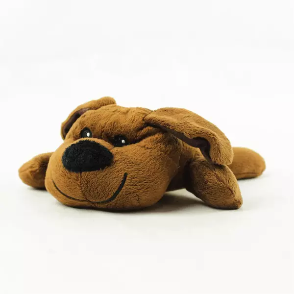 Brown Dog Plush Toy Laying Down 9in Soft Stuffed Animal