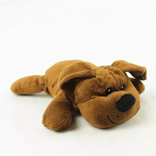 Brown Dog Plush Toy Laying Down 9in Soft Stuffed Animal