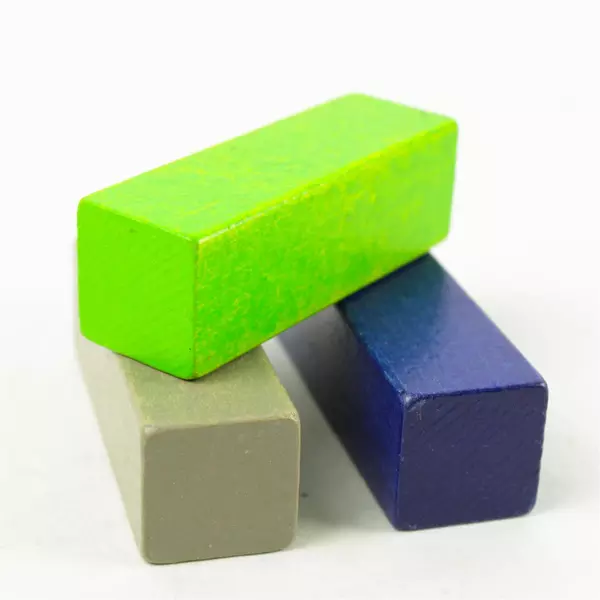 Lot of 5 Rectangular Wooden Blocks Assorted Colors Solid Wood