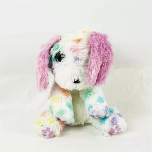 Rainbow Spotted Dog Plush Toy 8in Soft Stuffed Animal 