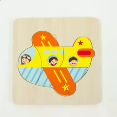 Small 5-Piece Wooden Airplane Puzzle Vintage Kids Toy Nursery Decor
