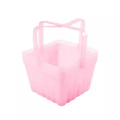 Pink Glitter Plastic Square Basket w/ Handles 6 x 6.5 x 5 in Storage