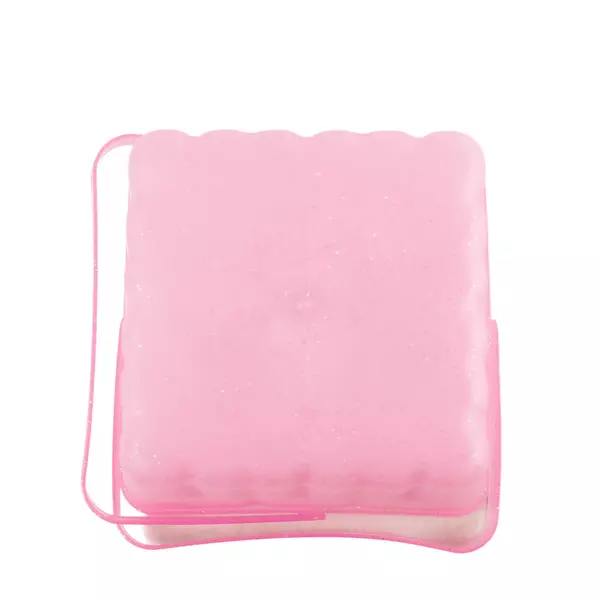Pink Glitter Plastic Square Basket w/ Handles 6 x 6.5 x 5 in Storage