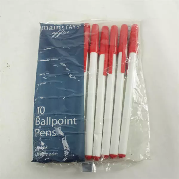 Mainstays Red Ballpoint Pens 10-Pack New Red Ink & 2 Office Stamps Copy Entered