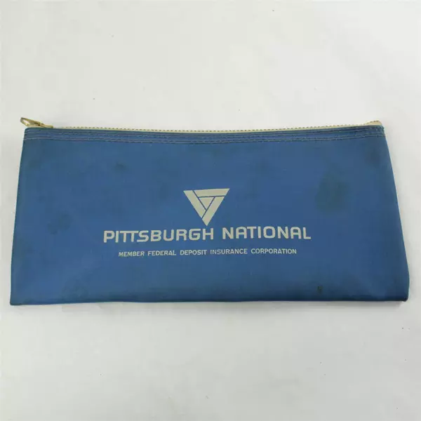 Vintage Pittsburgh National Bank Coin Deposit Case Bag 10.5 x 5 in