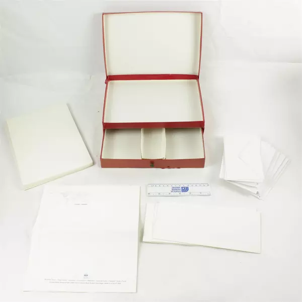 Vintage Red Letter Writing Stationery Box 8.5x11x3 in