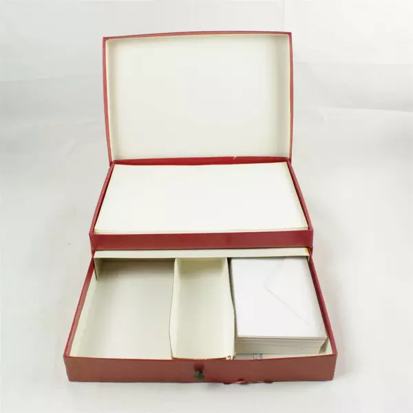 Vintage Red Letter Writing Stationery Box 8.5x11x3 in