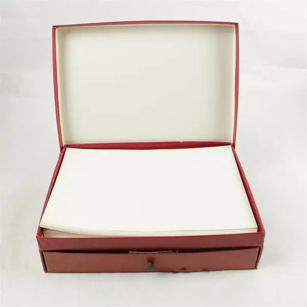 Vintage Red Letter Writing Stationery Box 8.5x11x3 in